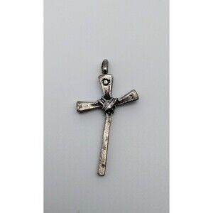 Vintage 2" Pewter Cross Pendant Religious Christian Faith Jewelry No Chain
